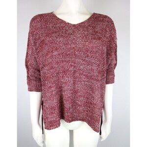 WOMEN'S PURPLE HIGH LOW 3/4 SLEEVE PULL OVER SWEATER - 52SEVEN - SIZE M